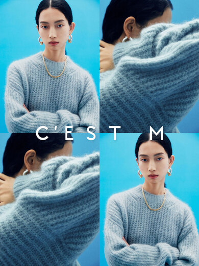 C EST M South Africa imported first-class baby mohair soft matt texture lazy silhouette sweater soft matt gray ready stock S