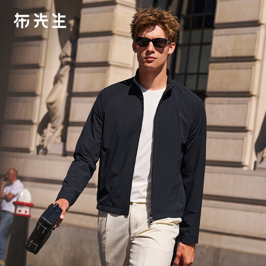 Mr. Bu Fashion Simple Jacket Men's 2025 Autumn and Winter New Casual Solid Color Stand Collar Versatile Multicolor Jacket PT16786 Piano Black L (175)