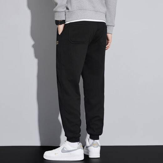 Luo Meng autumn and winter sports pants for men 2025 new fashion brand loose leggings sweatpants spring velvet casual long pants for men 668 navy blue regular 2XL recommended 135-150Jin Jin equals 0.5 kg