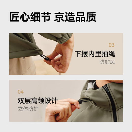 Jingjing Tokyo-made jacket men's soft shell jacket men's outdoor mountaineering waterproof and velvet warm Khaki Green XL