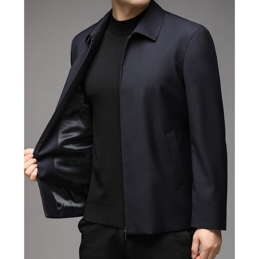 BG GLAMURB Light Luxury Brand Jacket Men's Jacket Men's Mulberry Silk Wool Removable White Goose Down Liner Jacket Navy Blue 05 Style Removable Liner L 175