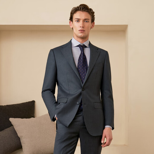 Guillaume de Mons Australian Pure Wool Suit Men's Business Formal Wear Men's Three-piece Groom Wedding Dress Formal Suit Suit Men's Upgraded Version Gray Top + Trousers + Vest Size 48 (please note the size of the trousers)
