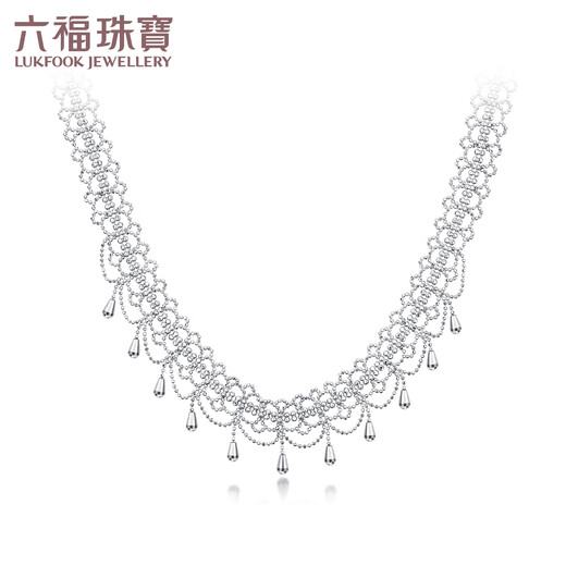 Lukfook Jewelry platinum necklace lace drop platinum 950 choker clavicle chain priced about 22.14 grams