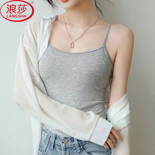 LangSha Modal Small Suspension Inner and Outerwear Vest Women's Bottoming Student Sleeveless Vest Women Black XL