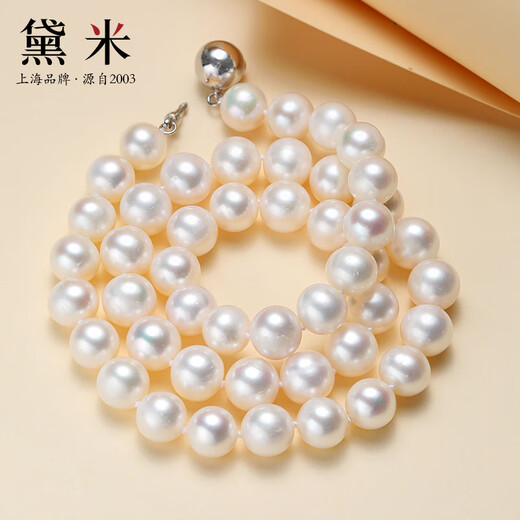 Demi S925 silver seedless freshwater pearl necklace 8.3-9.3mm 45cm round beads birthday gift for wife and mother