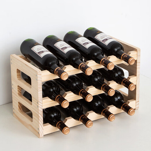 Tanbeiman red wine display rack solid wood red wine rack home creative wine rack wine bottle rack red wine display rack storage wine cabinet decorative ornaments one layer of log color 2 bottles