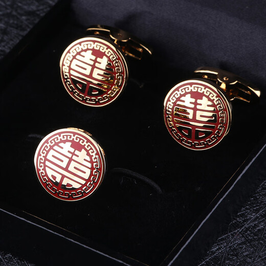 Lieshang Xiangyun cufflinks, cuff pins, cuff brooches, 2-piece set, men's brooch, collar pin, suit collar button corsage, silver Xiangyun cufflinks + brooch (2-piece set)