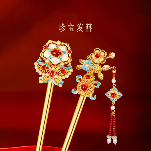 Museum, cultural and creative treasure hairpin, ancient style, national style, new Chinese style, wedding high-end hairpin, children's birthday gift, Thanksgiving Day, gourd style