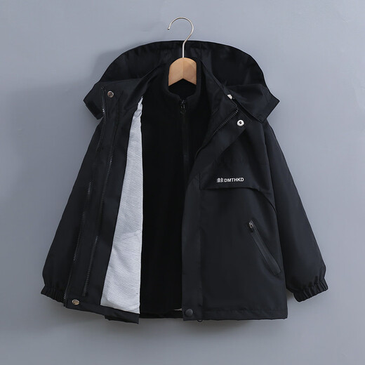 多眯童话（duomitonghua）童装男童加绒户外服三合一儿童外套秋冬 黑色 170