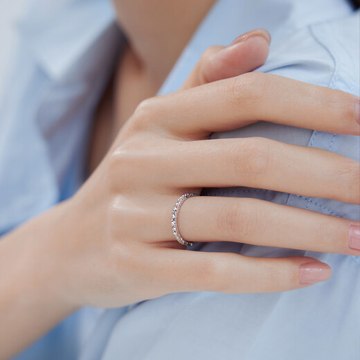 Lukfook Jewelry platinum ring three sides crushed ice platinum 950 birthday gift priced G07P0014DS No. 11 - about 2.19 grams