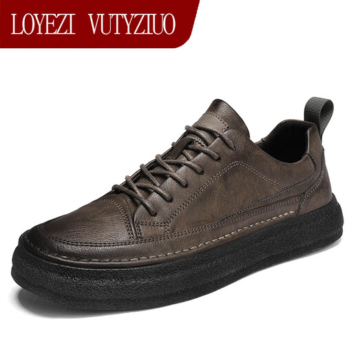 LOYEZI VUTYZIUO light luxury men's shoes 2025 autumn and winter new sneakers for men genuine leather soft sole sports work business casual leather shoes for men Khaki 41 standard leather shoe size