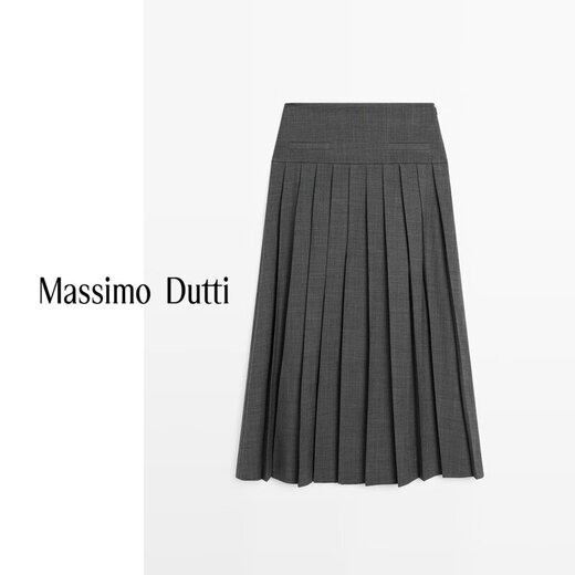 Massimo Dutti autumn new product 20205 women's clothing elegant and high-end simple style box pleated skirt 05257504 dark gray XS (34) (165/62A)