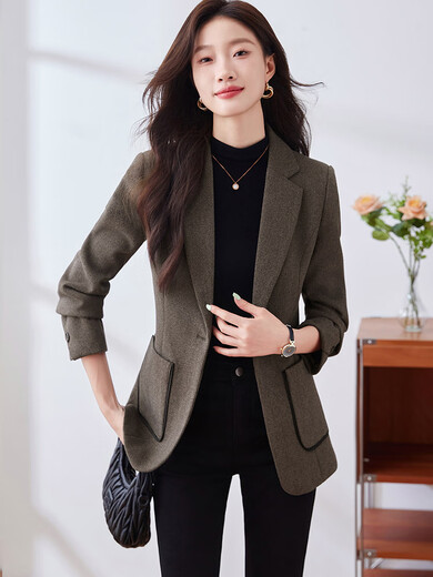 Homesee International Light Luxury High-end Jacket 2025 New Burgundy Casual Suit Jacket Women's Commuting Light Workplace Temperament Burgundy L