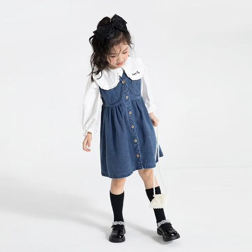 JELLYBABY forest lapel children's shirt girls long-sleeved top doll shirt versatile white shirt spring and autumn bottoming shirt