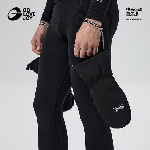 GOLOVEJOY Thinsulate snowboard gloves with built-in wrist guards, waterproof and warm mountaineering anti-lost rope, black L