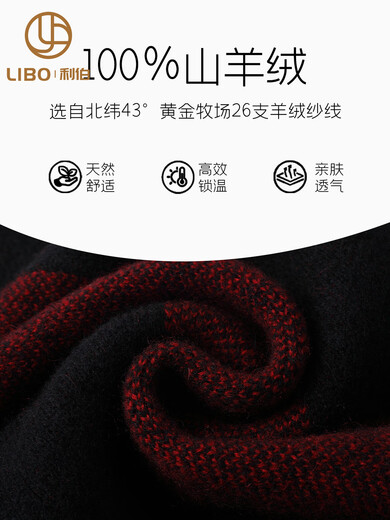 Lieber 100 Mountain High-End Scarf Men's Winter Gift Box for Elders Birthday Gift Warm Scarf 180X30C Burgundy