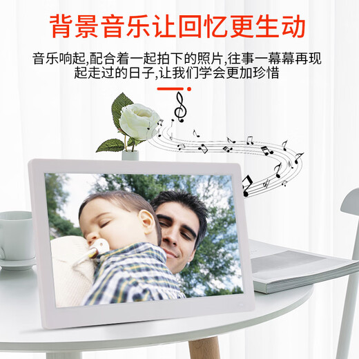 Der hochauflösende Bilderrahmen mit 8/10/13/15-Zoll-IPS-Bildschirm unterstützt die HDMI-Smart-Electronic-Fotoalbum-100P-Werbemaschine. Es wird standardmäßig ohne HDMI geliefert und ist standardmäßig auf Weiß und Schwarz eingestellt.