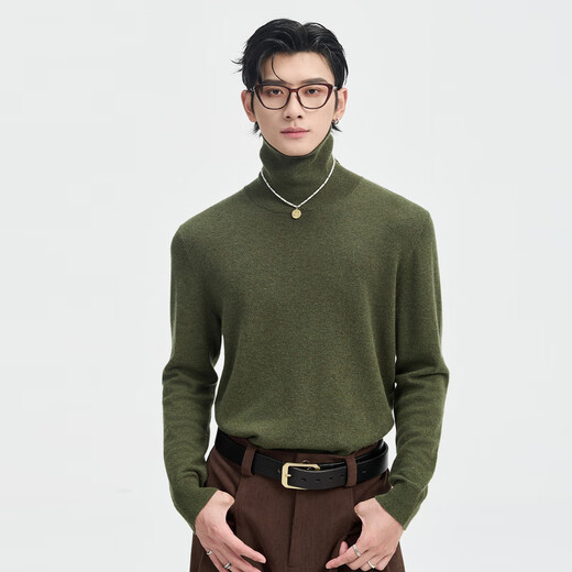 Earl Zall wool cashmere 25 autumn and winter solid color high-end knitted sweater men's turtleneck inner base sweater