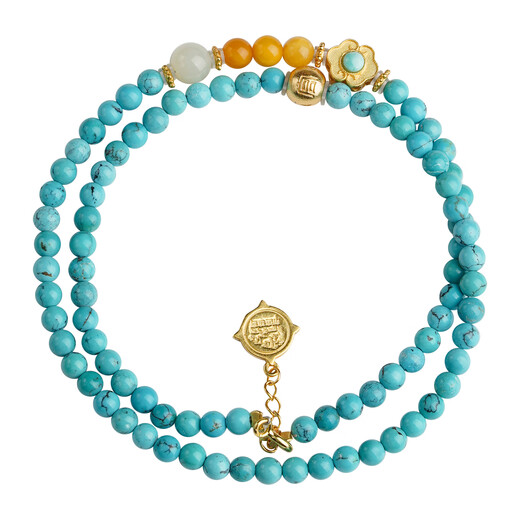 Potala Palace turquoise beeswax multi-circle bracelet 925 silver Hetian jade birth year bracelet for men and women as birthday gifts for girlfriends