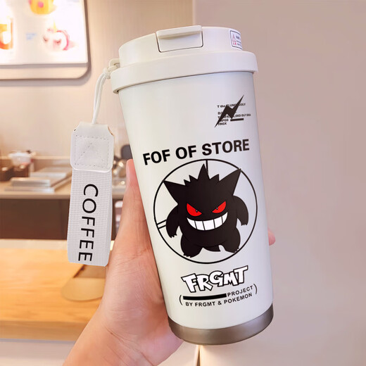 膳魔师（THERMOS）创意耿鬼保温杯大容量吸管水杯可携式双饮口咖啡杯子新款男女高颜 BXAB13798幽灵+配挂绳 陶瓷内胆