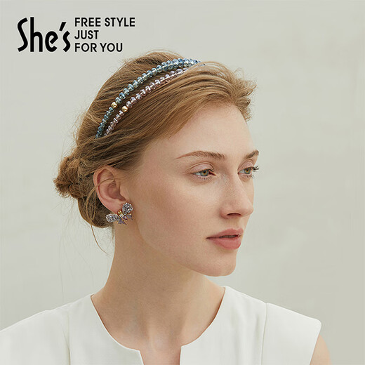 She s Akiko Monet impression light luxury craft crystal romantic sparkling hair hoop hair clip hair headband hair accessories birthday gift blue C0