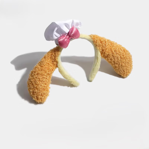 Bo Naling Headband Cute Hat Puppy Ears Plush Headband Women's Face Wash Headband Photo Amusement Park Play Hair Accessory Chef Puppy Headband