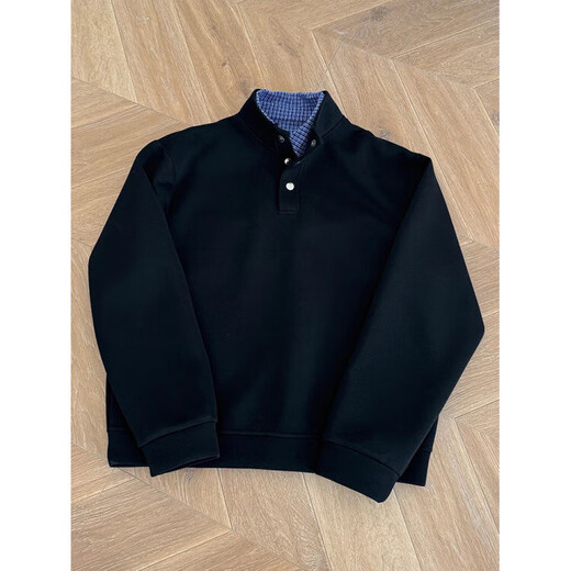 Lingbo (XUANSENTU) light gray American plaid fake two-piece sweatshirt men's autumn Henley collar polo shirt cle gray fabric upgrade 2XL