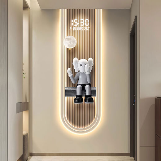 Luz moderna sala de estar de lujo calendario perpetuo reloj de pared electrónica reloj de osos violento porche de pared colgante de la pared vertical pintura decorativa 14699 con pantalla digital reloj mudo 30*90 cm Modelo de lámpara de pantalla digital Modelo de banco de energía