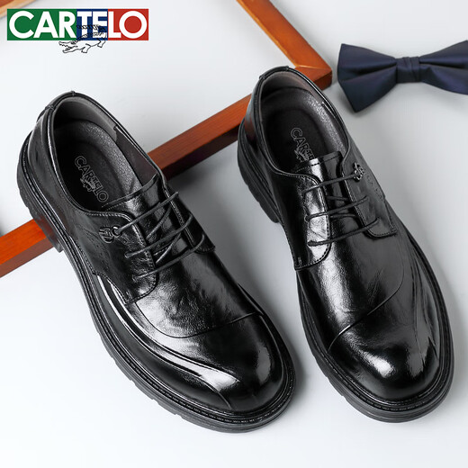 Cartelo British Herren Lederschuhe dicker alleinerhöhenverbesserter Geschäfte Casual Schuhe runden Zehen weich