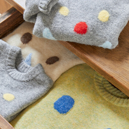 Papa crawling autumn and winter new parent-child sweater sweater warm mother-child top off-white-children 120