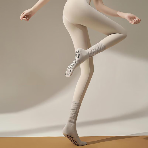 Sangxiu 2025 new mid-tube yoga socks anti-slip striped comfortable sweat-absorbent five-finger socks autumn mid-length Pilates socks long-tube five-finger_Kabai One Size