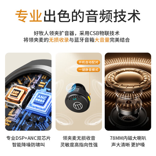 Good Shepherd Lavalier Microphone Magnetic Wireless Little Bee Amplifier Teacher Teacher Special Guide for Class Teaching Outdoor Explainer Anti-Howling Portable Bluetooth High Volume Speaker