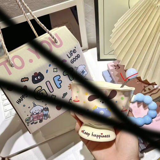 Ye Yu's high-looking cartoon mug, ceramic couple cup, ins style birthday gift, souvenir for girls, pink cute bunny, round cup and spoon