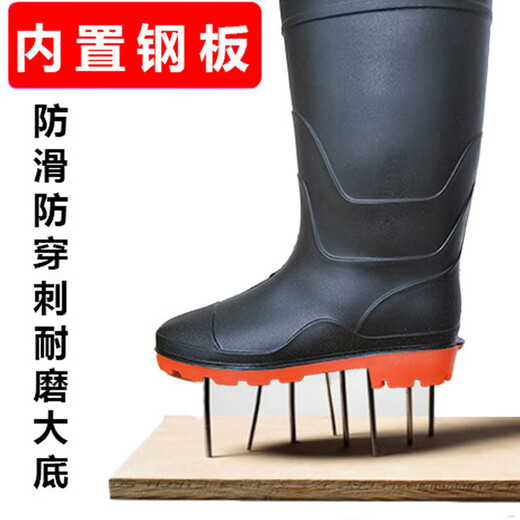 Waist-length waders, reservoir rain pants with rain boots, half-length waterproof clothing, half-piece one-piece men's leather fork fishing, waist-length green, lightweight - anti-puncture steel plate bottom 42