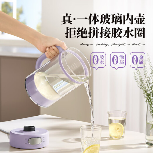 DAEWOO health kettle double-layer anti-scalding tea kettle constant temperature kettle thermal insulation all-in-one electric kettle flower tea kettle kettle 1.3L large capacity purple with tea drain YS15