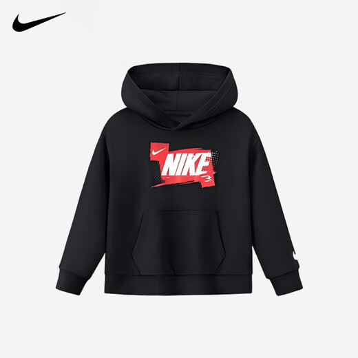 NIKE Nike Girls Suit Plus Velvet New Year Red 2025 Winter Boys Two-piece Set Children's Thickened Hooded Sweatshirt True Black 2236 Autumn and Winter Plus Velvet Style High Weight 130 /7 Recommended Height 116-122cm