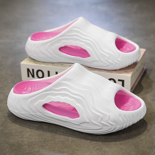踩屎感拖鞋男士外穿一字凉拖鞋夏季防滑防臭运动增高拖鞋厚底户外 9536白粉色 40