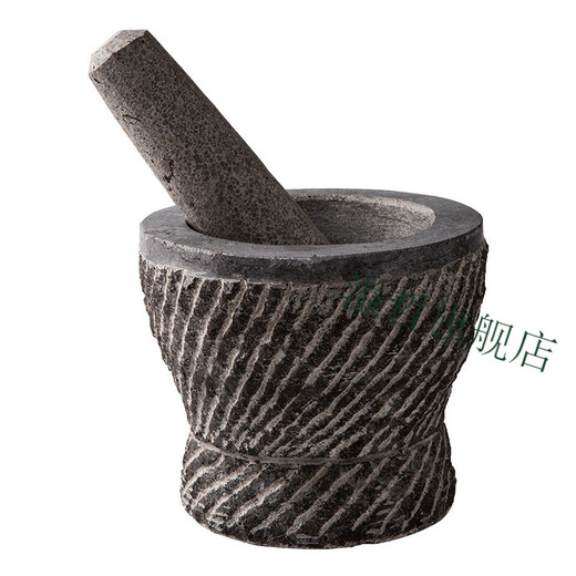 Yichen natural bluestone handmade garlic mortar, jar grinder, garlic masher, garlic peeler, garlic press, stone mortar, stone garlic pounder, handmade bluestone large stone mortar