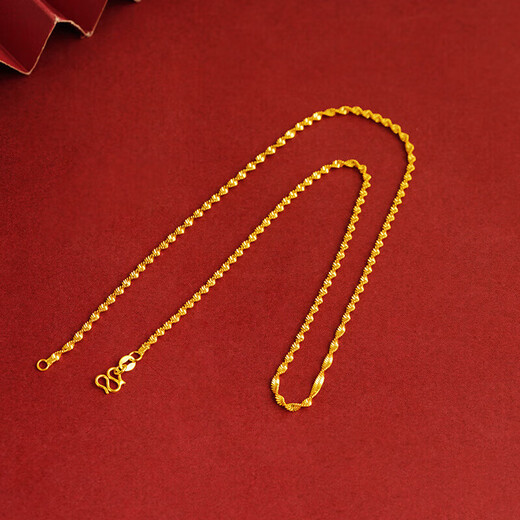 Junliangsha gold necklace for women 18k color gold plated without pendant new gold plated chain lanyard plain chain gold 925 color gold chain head X2137 single water wave chain free counter gift box
