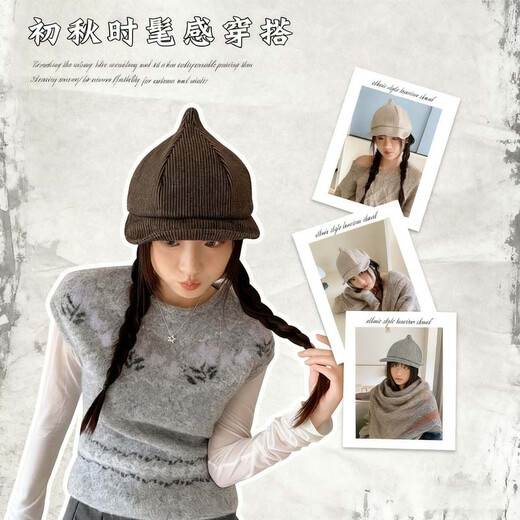 Mulberry striped duck tongue pacifier beret women's spring and autumn big face small newsboy hat retro big head painter's hat gray one size