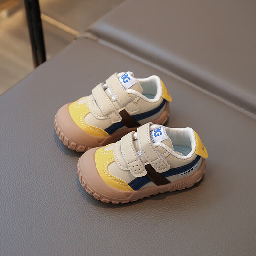 Ginoble 2025 new boys autumn and autumn non-slip soft sole breathable functional shoes infants and toddlers shoes women's shoes trendy Mai H618 Khaki 13.5 cm inner length 20/22 size