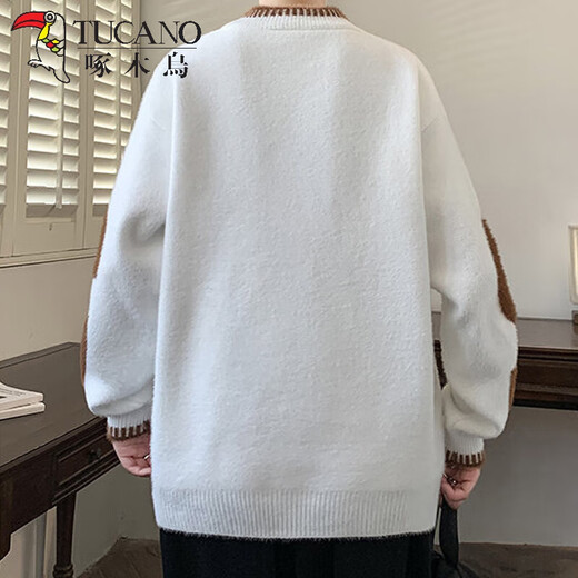 Woodpecker Trendy Sweater Men's New Autumn and Winter Knitted Sweater Men's Letter Jacquard Loose Warm Teenagers Basement Clothes 2566 Black XL Recommended 115-135Jin Jin equals 0.5 kg