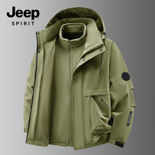 JEEP SPIRIT three-proof outdoor jacket men's three-in-one jacket autumn and winter warm jacket men 9588 black XL
