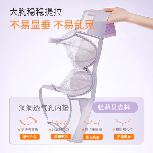 Xia Wa Zhi Xiu Bra Women's Thin Push-Up Big Breast Sexy Lace Breathable Shell Cup Secondary Breast Control Anti-Sagging Bra Fairy Pink (Bra Set) 80C /36C (Ultra-thin Cup About 0.8CM)