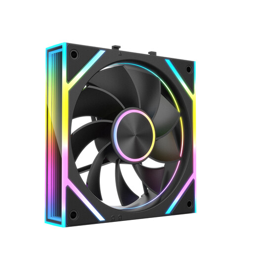 Jingpin Lu Prism V2 bloc de construction ventilateur noir feuille inversée triple paquet épissage sans fil châssis refroidissement ventilateur 12CM synchronisation de la lumière divine 5V 3 broches ARGB PWM contrôle de la température régulation de la vitesse