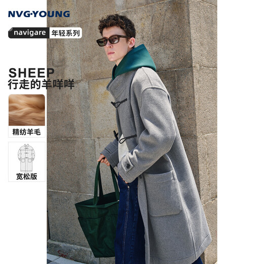 NVG YOUNG Italian dinghy men's long knee-length woolen coat men's coat autumn and winter casual windbreaker