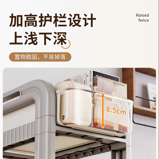 Jiajiesi schoolbag storage rack movable trolley book storage artifact multi-layer table bag storage rack bookshelf high and low models + wheels two-story gray white