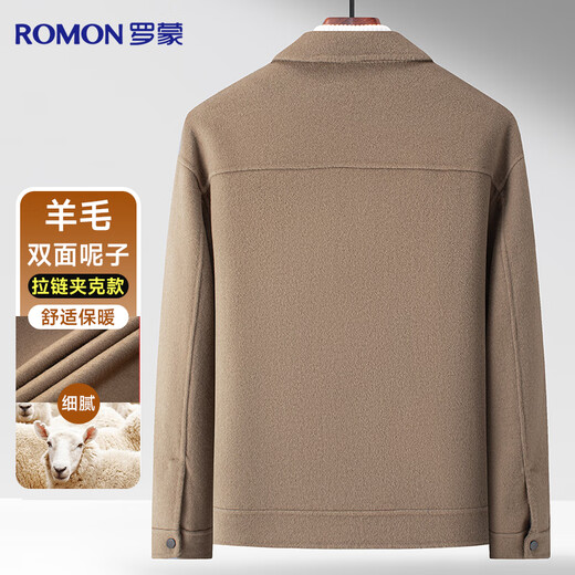 Romon wool double-sided woolen jacket for men, thickened lapel woolen woolen coat, autumn and winter casual lapel for young and middle-aged people
