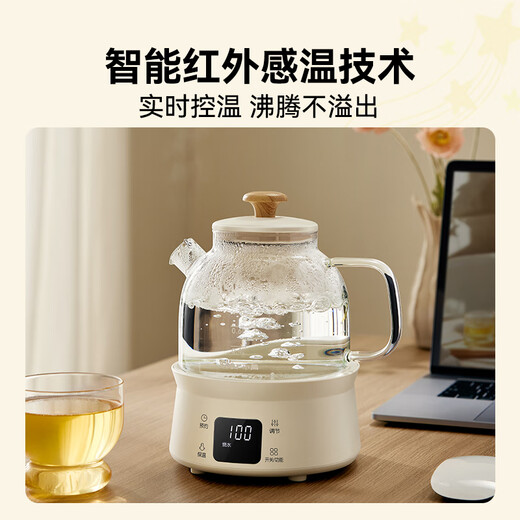 Bear all-glass kettle 0.8L health pot thermostatic kettle office mini teapot flower teapot 0 glue 0 metal 24h reservation 24h heat preservation YSH-M08B3