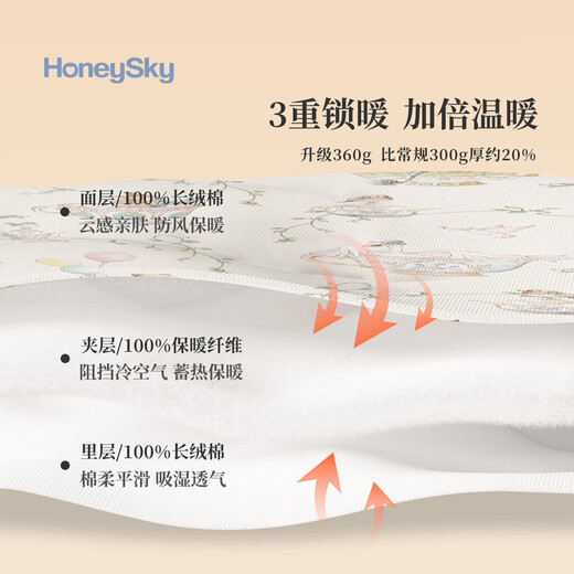 Hani Sky baby quilted jumpsuit newborn autumn and winter outing jumpsuit baby thin cotton clothes rompers teacup cloud 80cm